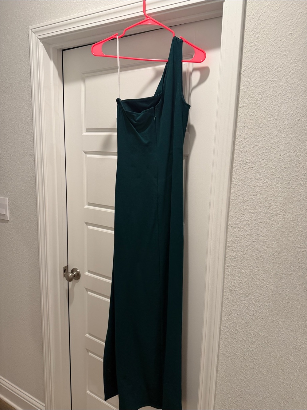 Women’s One-Shoulder Dark Green Dress - Picture 3 of 4